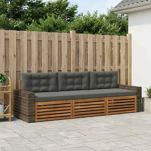 Ensemble de canapés d'extérieur 3 pcs Naturel et Anthracite