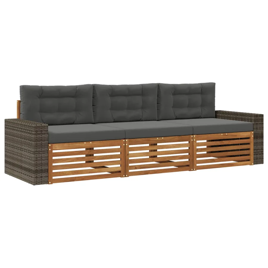 Ensemble de canapés d'extérieur 3 pcs Naturel et Anthracite - 2