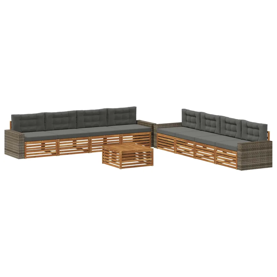 Ensemble de canapés d'extérieur 9 pcs Naturel et Anthracite - 2