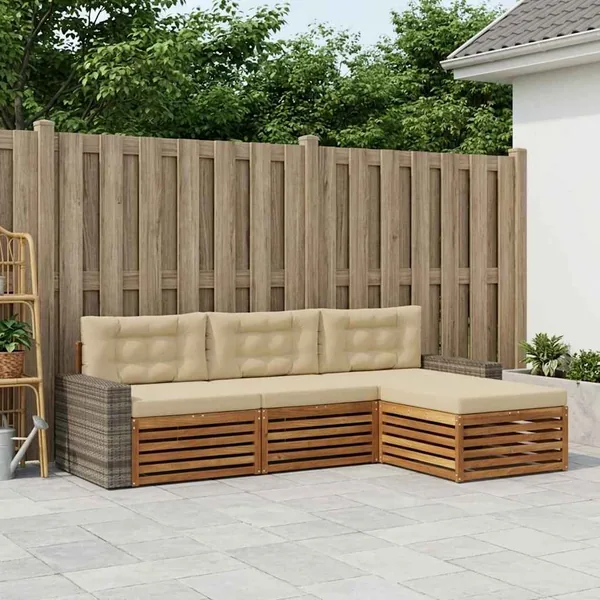 Ensemble de canapés d'extérieur 4 pcs Naturel et Beige