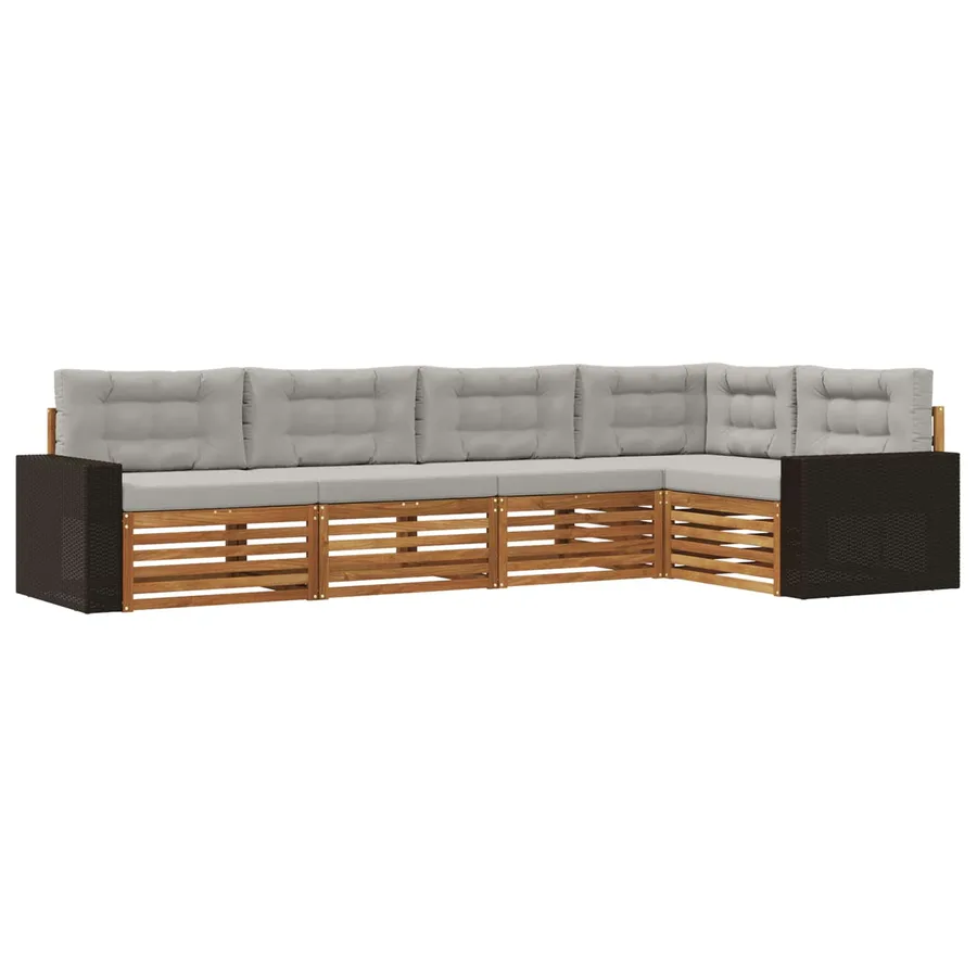 Ensemble de canapés d'extérieur 5 pcs Naturel et gris clair - 2