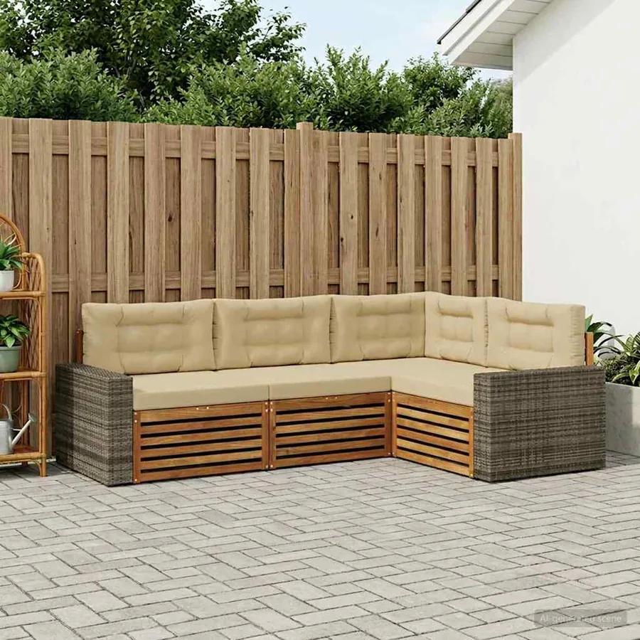Ensemble de canapés d'extérieur 4 pcs Naturel et Beige