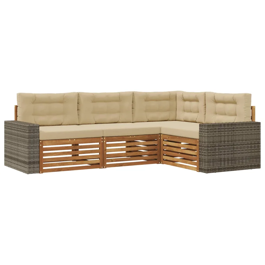 Ensemble de canapés d'extérieur 4 pcs Naturel et Beige - 2