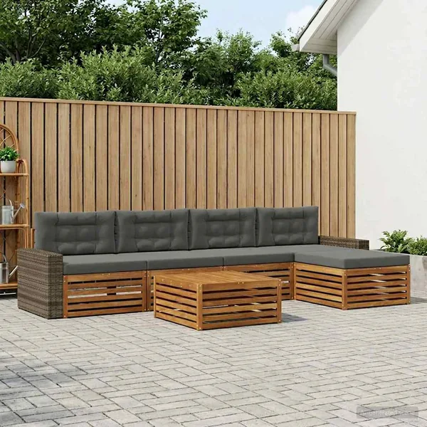 Ensemble de canapés d'extérieur 6 pcs Naturel et Anthracite