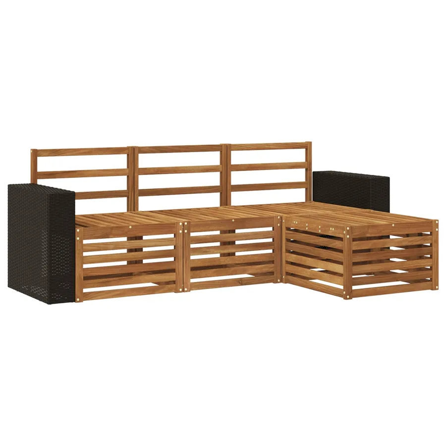 Ensemble de canapés d'extérieur 4 pcs Naturel - 2