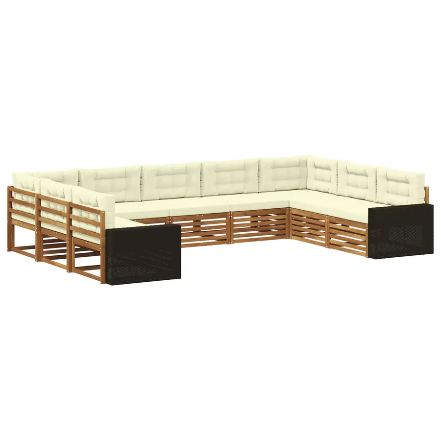 Ensemble de canapés d'extérieur 9 pcs Naturel et Crème - 2
