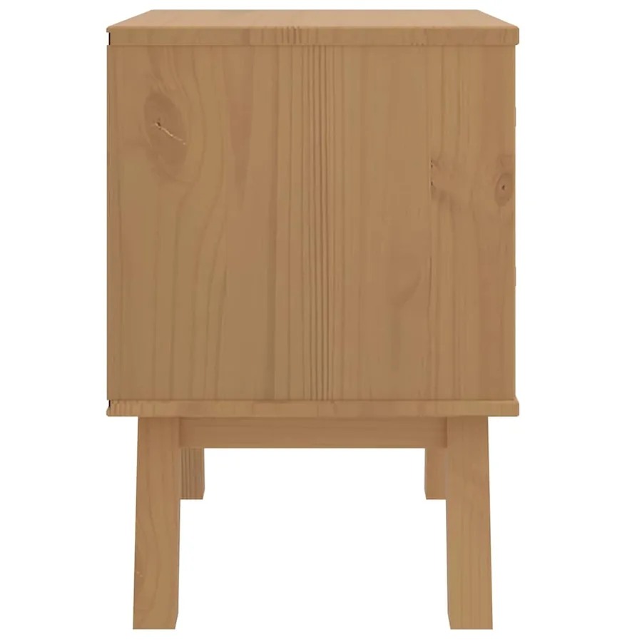 Table de chevet OLDEN blanc et marron bois de pin solide - 8