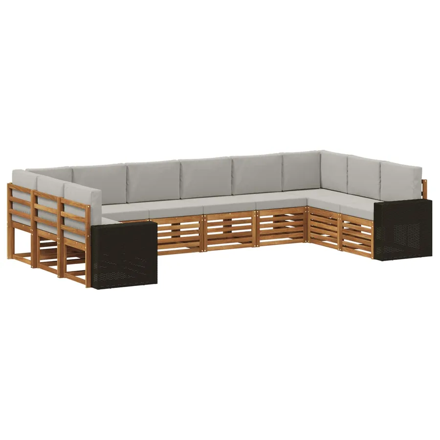 Ensemble de canapé d'angle 10 pcs Naturel et gris clair - 2