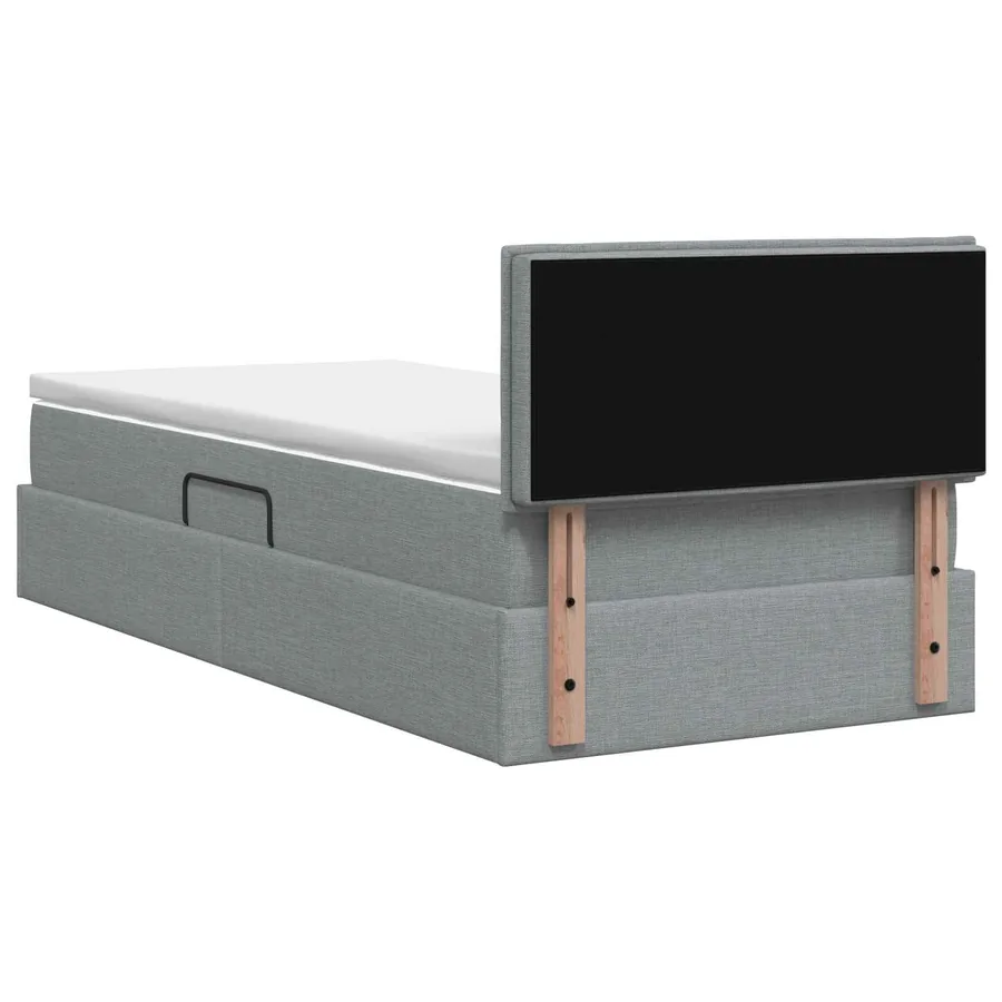 Lit de rangement LED avec matelas Gris clair 90 x 200 cm Tissu - 8