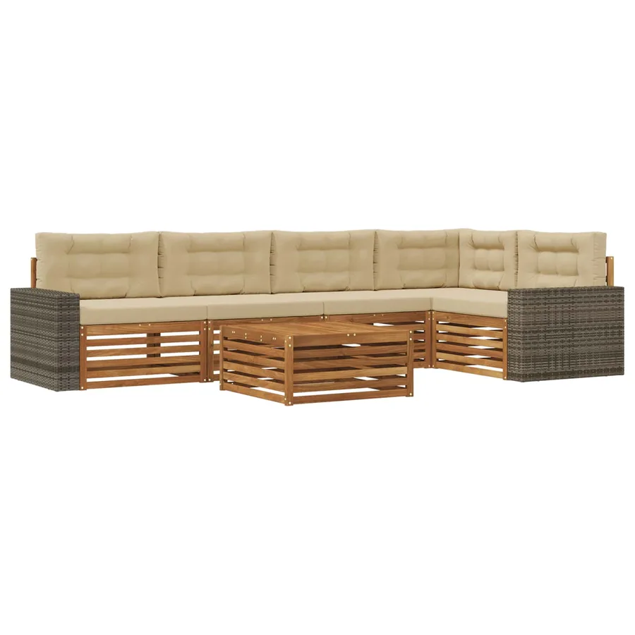 Ensemble de canapés d'extérieur 6 pcs Naturel et Beige - 2