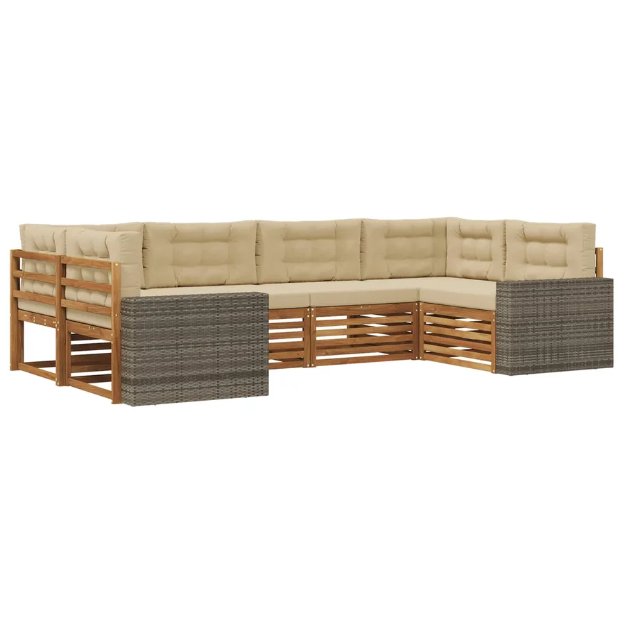Ensemble de canapés d'extérieur 6 pcs Naturel et Beige - 2