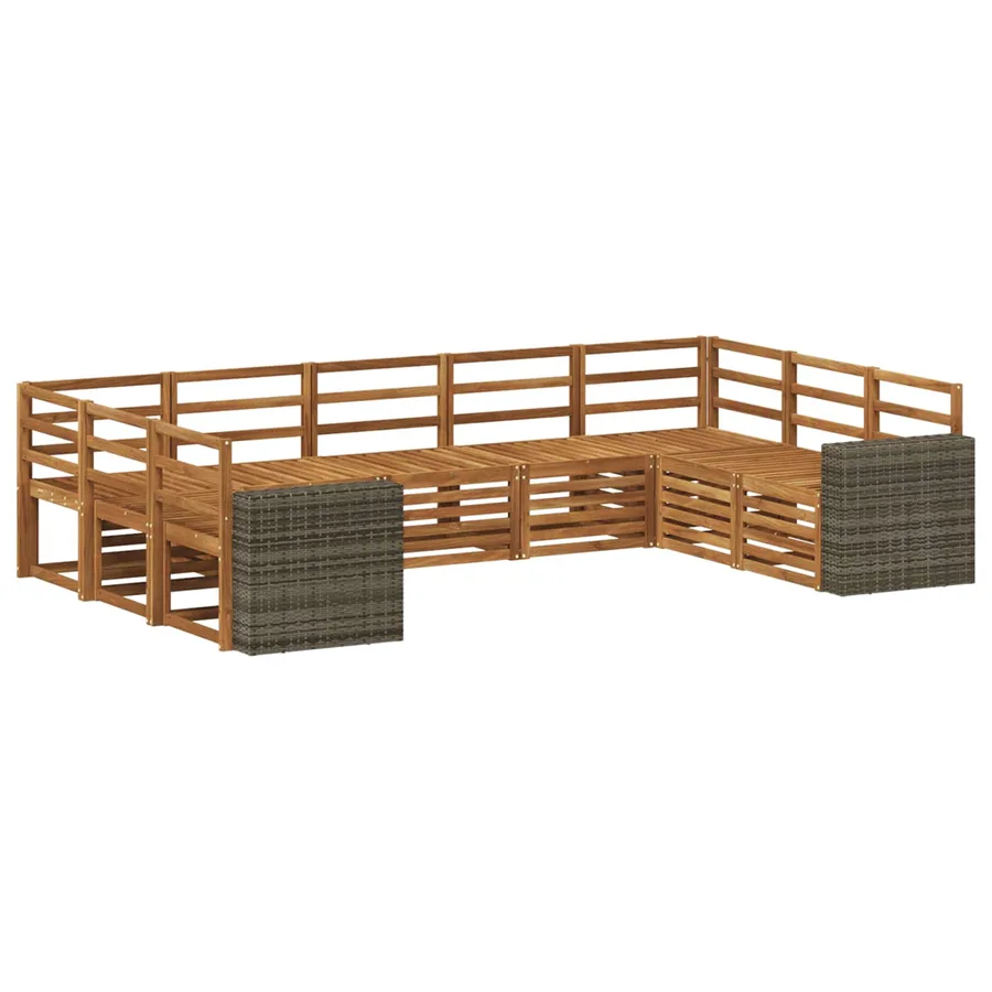 Ensemble de canapé d'angle 9 pcs Naturel Bois d'Acacia Massif - 2