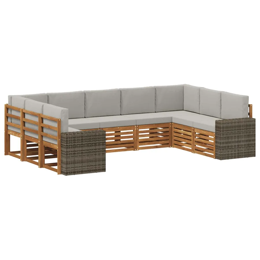 Ensemble de canapé d'angle 9 pcs Naturel et gris clair - 2
