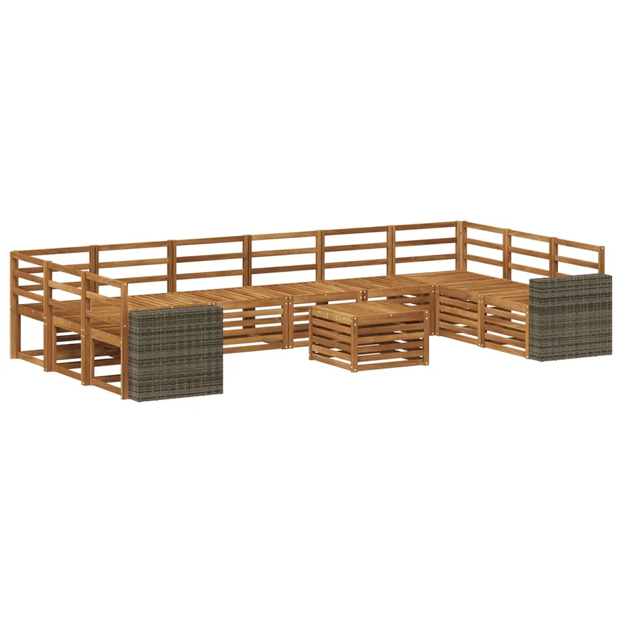 Ensemble de canapés d'extérieur 11 pcs Naturel - 2