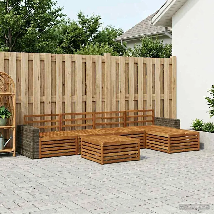 Ensemble de canapés d'extérieur 6 pcs Naturel 79 x 79 x 37 cm