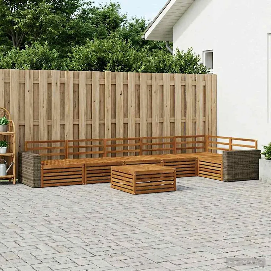 Ensemble de canapés d'extérieur 7 pcs Naturel 79 x 79 x 37 cm