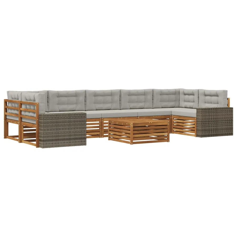 Ensemble de canapés d'extérieur 8 pcs Naturel et gris clair - 2