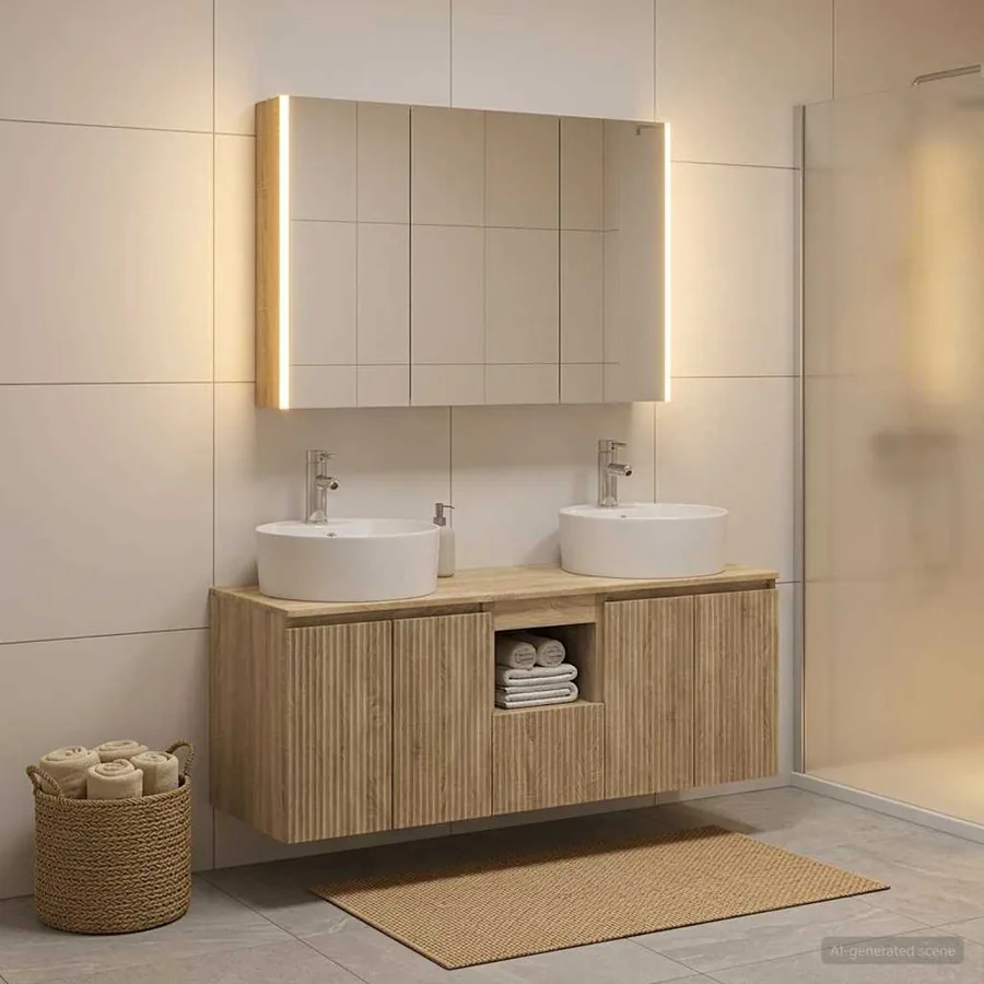 Ensemble d'armoire de salle de bain 4 pcs Chêne Sonoma
