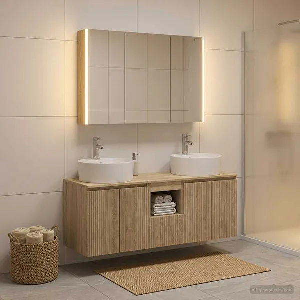 Ensemble d'armoire de salle de bain 4 pcs Chêne Sonoma