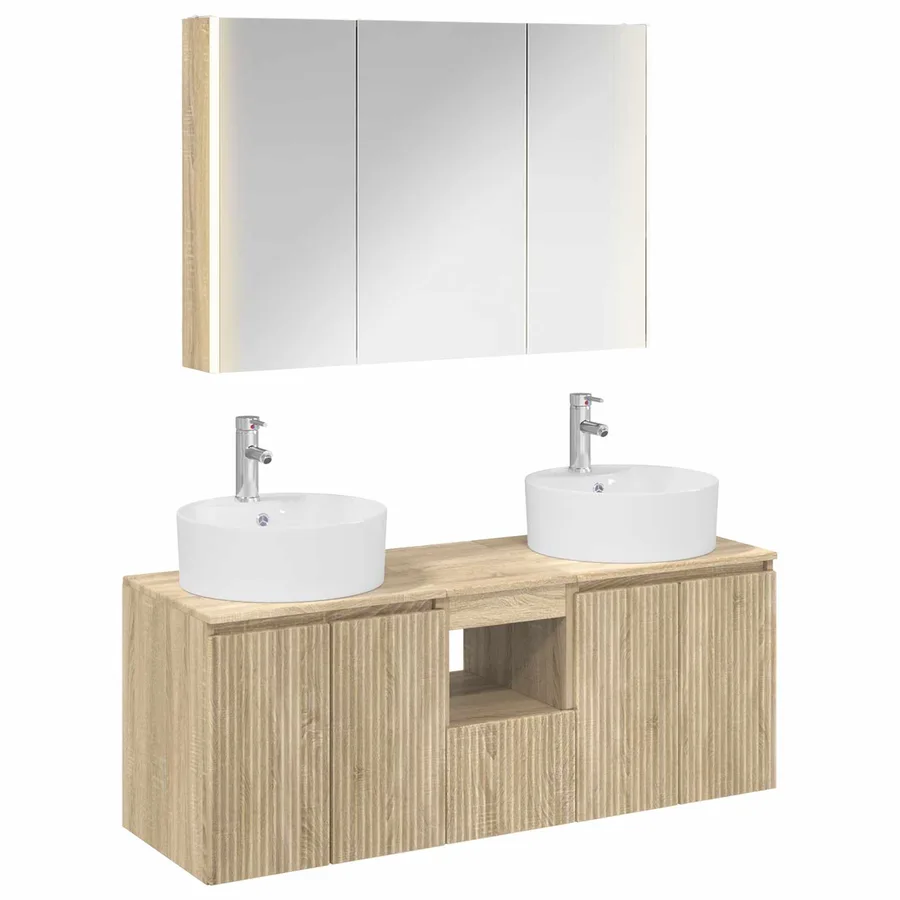 Ensemble d'armoire de salle de bain 4 pcs Chêne Sonoma - 2