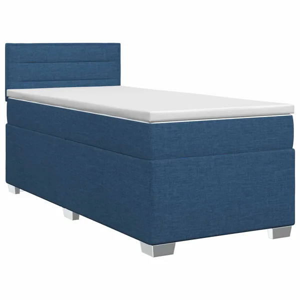 Lit boxspring avec matelas Bleu 90 x 200 cm Tissu