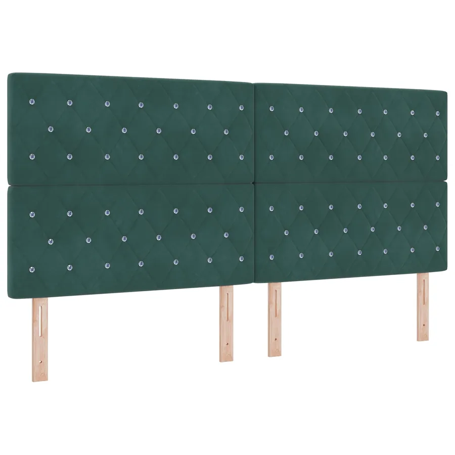 Lit ottoman avec matelas 2 pcs Vert foncé Velours - 3