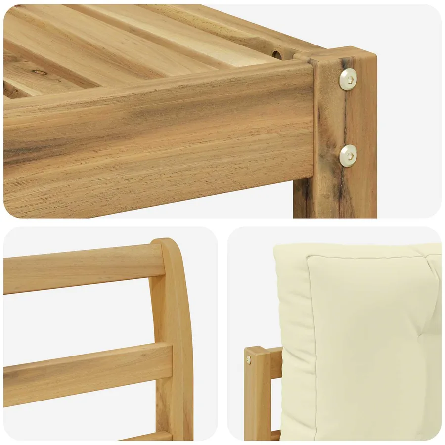 Ensemble de canapés d'extérieur 4 pcs Blanc et crème Polyester - 5