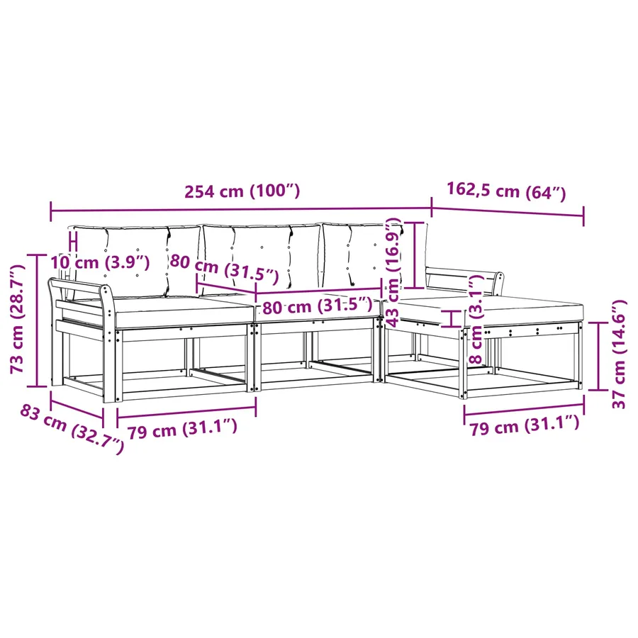 Ensemble de canapés d'extérieur 4 pcs Blanc et crème Polyester - 6