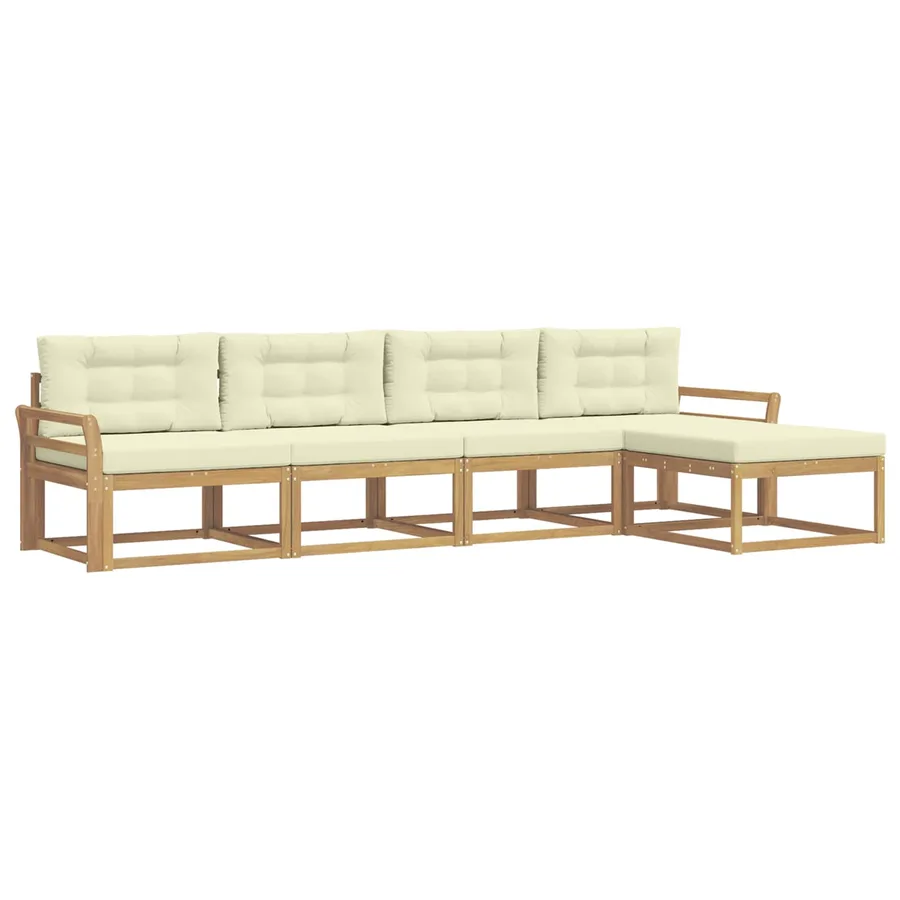 Ensemble de canapés d'extérieur 4 pcs Blanc et crème Polyester - 2