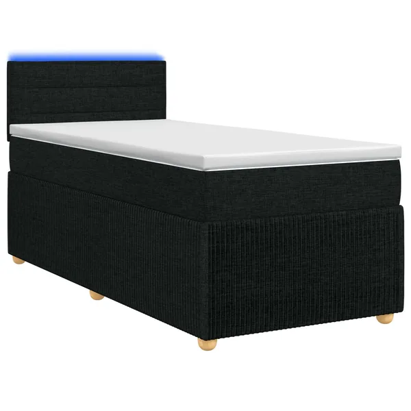 Lit boxspring avec matelas Noir 90 x 200 cm Tissu