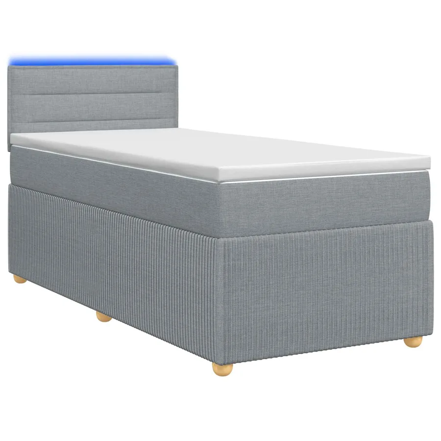 Lit boxspring avec matelas Gris clair 90 x 200 cm Tissu
