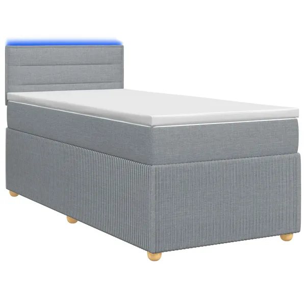 Lit boxspring avec matelas Gris clair 90 x 200 cm Tissu