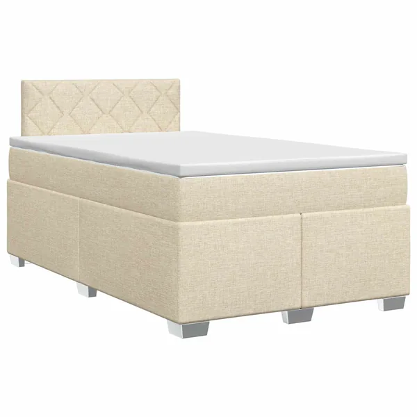 Lit boxspring avec matelas Crème 120 x 190 cm Tissu