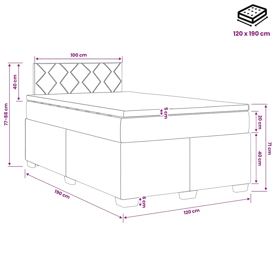 Lit boxspring avec matelas Crème 120 x 190 cm Tissu - 10