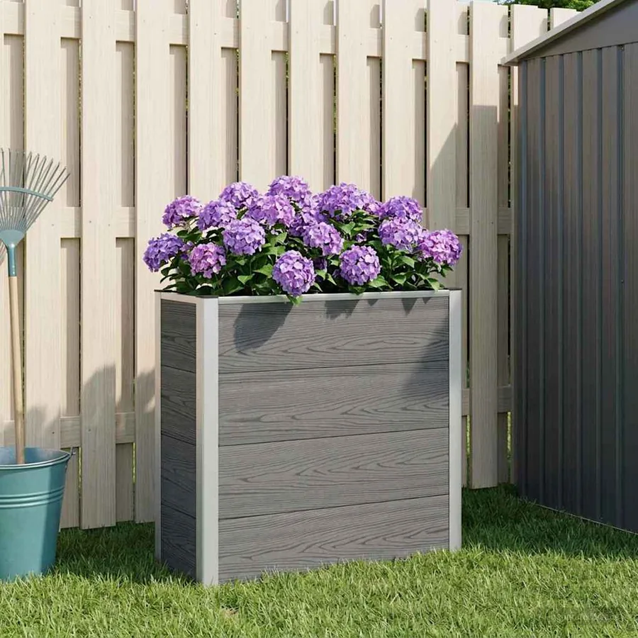 Jardinière surélevée Gris 75 x 30 x 82 cm WPC et Aluminium