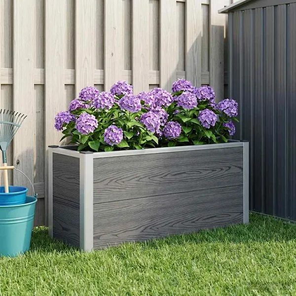 Jardinière surélevée Gris 100 x 30 x 42 cm WPC et Aluminium