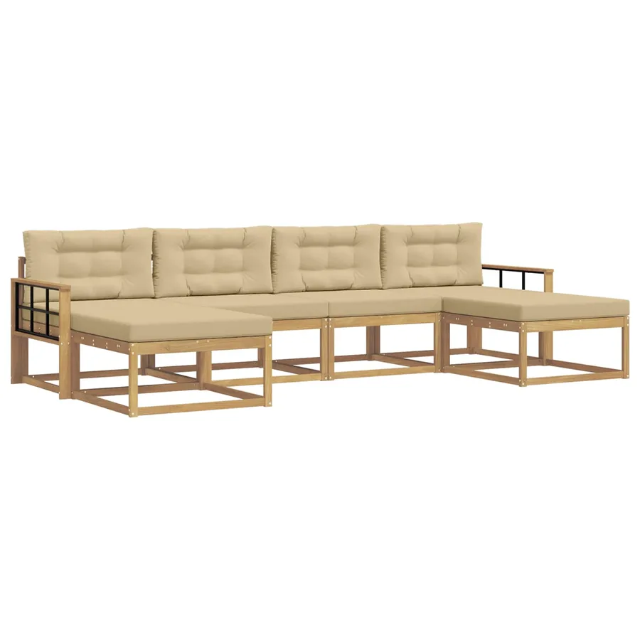Ensemble de canapés d'extérieur 6 pcs Blanc et Beige - 2