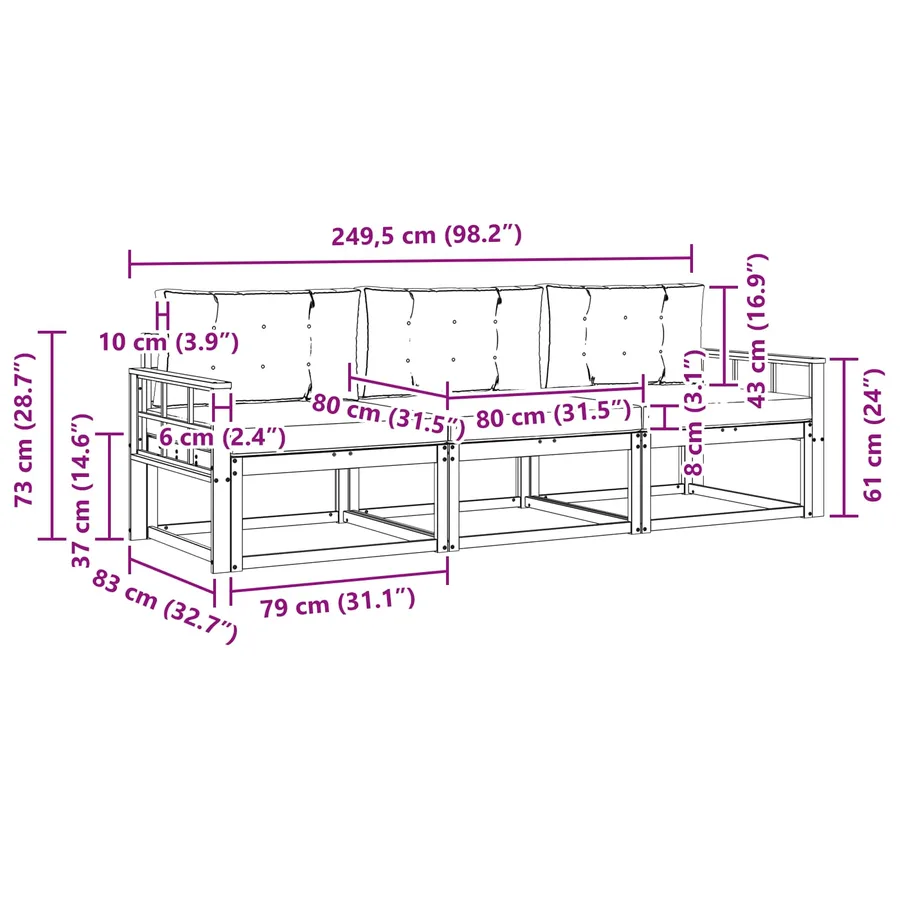 Ensemble de canapés d'extérieur 3 pcs Blanc et crème Polyester - 6