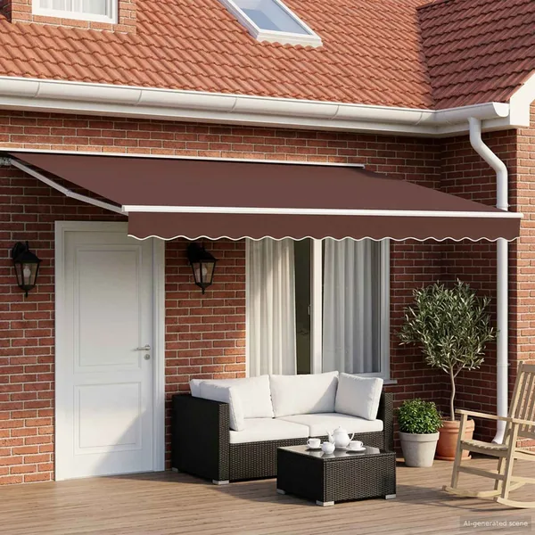 Auvent rétractable électrique Marron et blanc 5 x 3 m