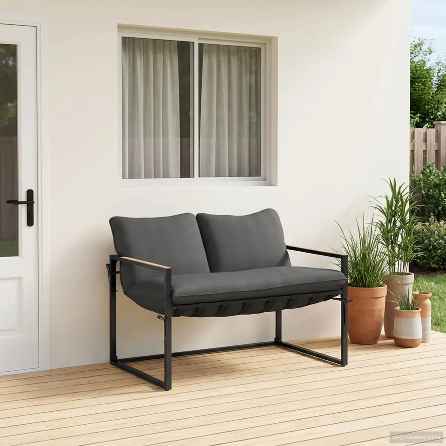 Ensemble de canapé de jardin Noir et anthracite Acier