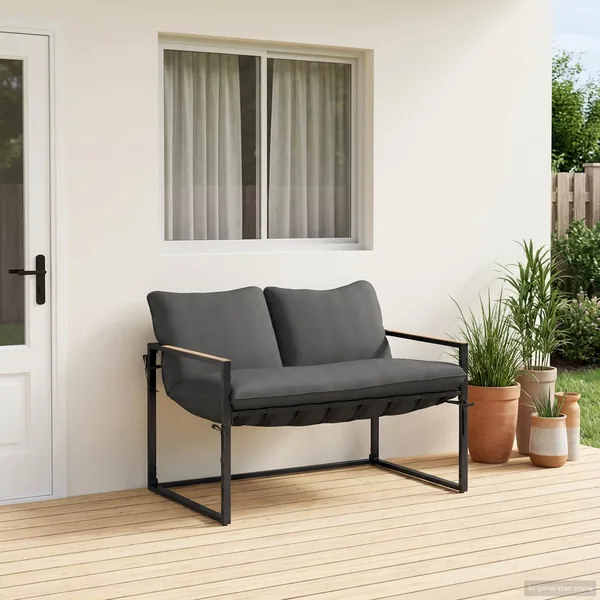 Ensemble de canapé de jardin Noir et anthracite Acier
