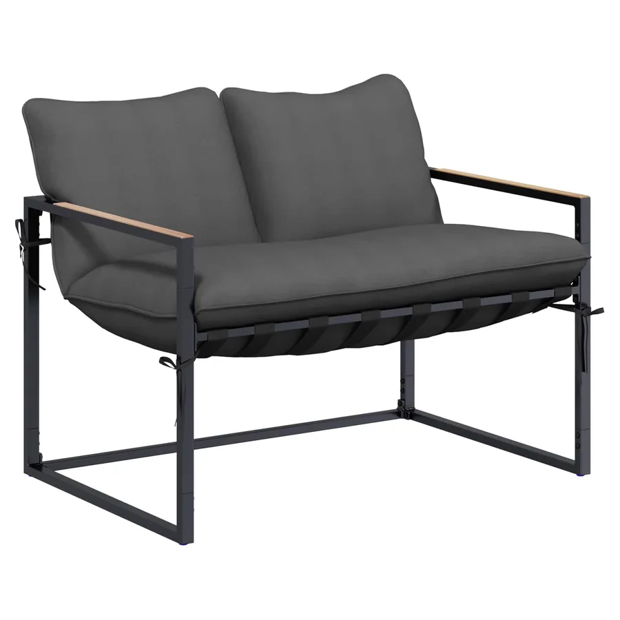Ensemble de canapé de jardin Noir et anthracite Acier - 2
