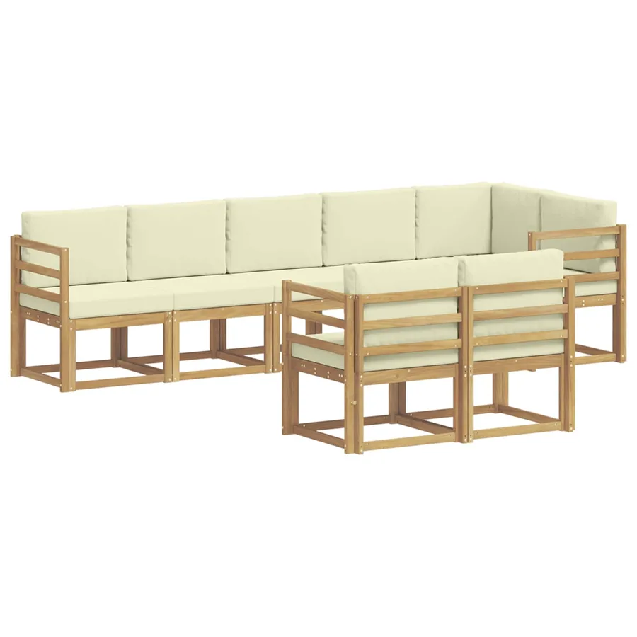 Ensemble de canapés d'extérieur 8 pcs Blanc et crème Polyester - 2