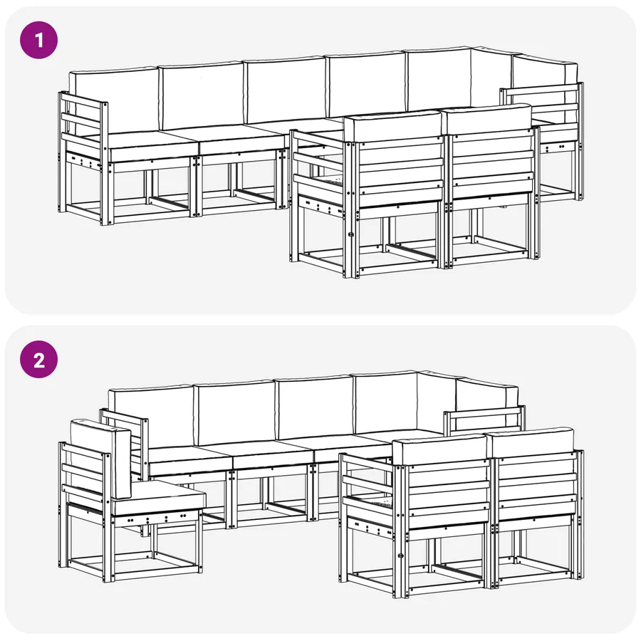 Ensemble de canapés d'extérieur 8 pcs Blanc et crème Polyester - 7