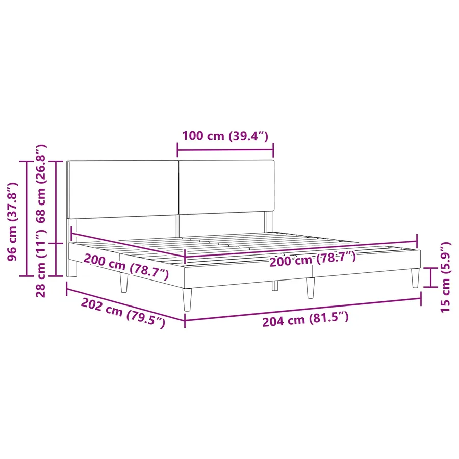 Cadre de lit avec tête de lit Gris Vert Clair 200 x 200 cm - 11
