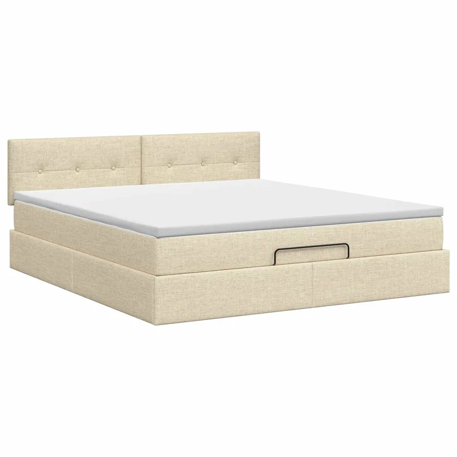 Lit ottoman avec matelas Crème 180 x 200 cm Tissu - 4