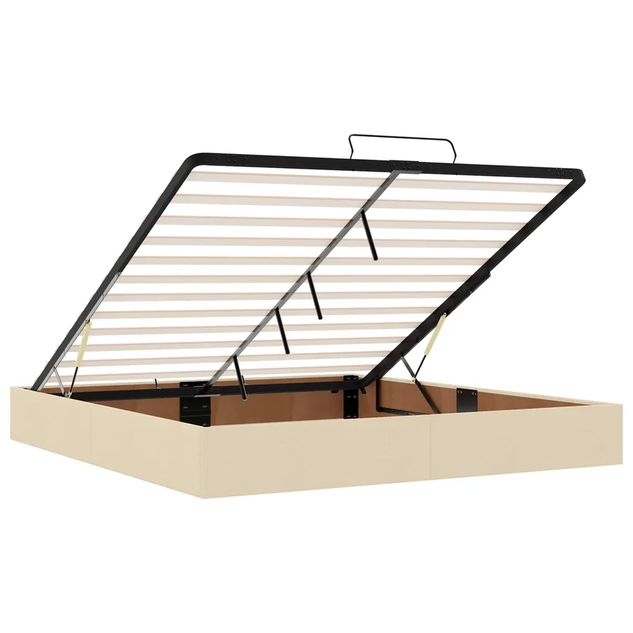 Lit ottoman avec matelas Crème 180 x 200 cm Tissu - 5