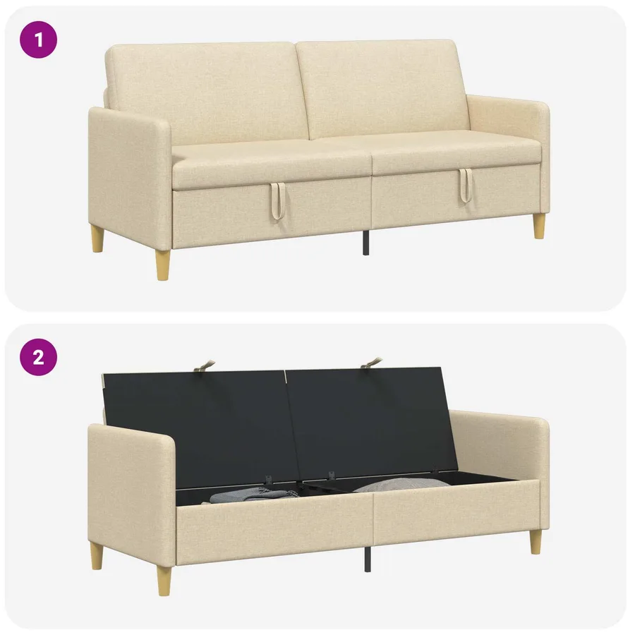 Sofa avec rangement Crème 192 x 78 x 87 cm Polyester - 6