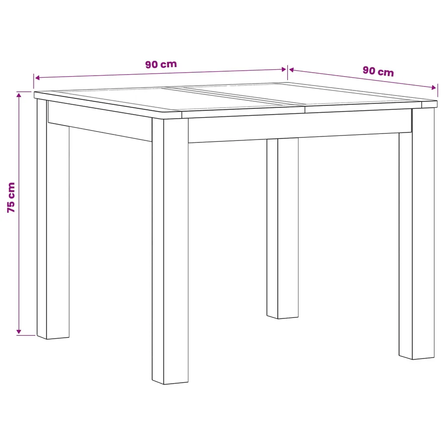 Table de salle à manger / Table de repas 90 x 90 x 75 cm - 7