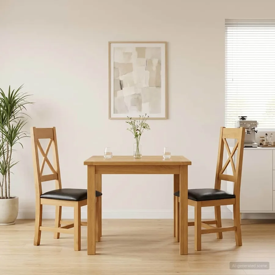 Chaise de salle à manger 2 pcs Bois de chêne massif Noir
